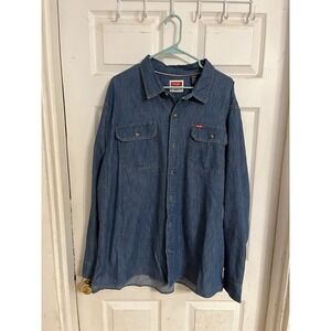 Wrangler Men's Long Sleeve Epic Soft Woven Shirt Blue Men's Size 2xl